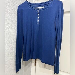 Cute blue henley thermal top